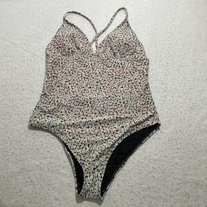 Old Navy Women's Large Colorful Polka Dot One Piece Swimsuit Open Back Strap